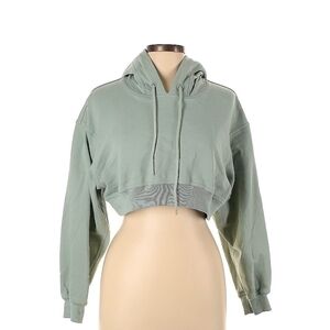Herve Leger Sage Green Cropped Hoodie